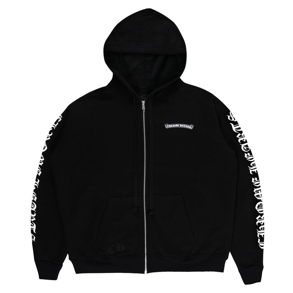Chrome Hearts Scroll Logo Zip Up Hoodie Black