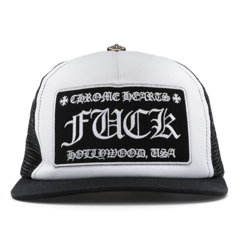 Chrome Hearts Fuck Hollywood Trucker Hat Black/White 