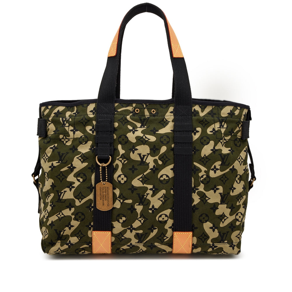 Louis Vuitton Takashi Murakami Green Monogramouflage Trellis Tote Brass Hardware 2008