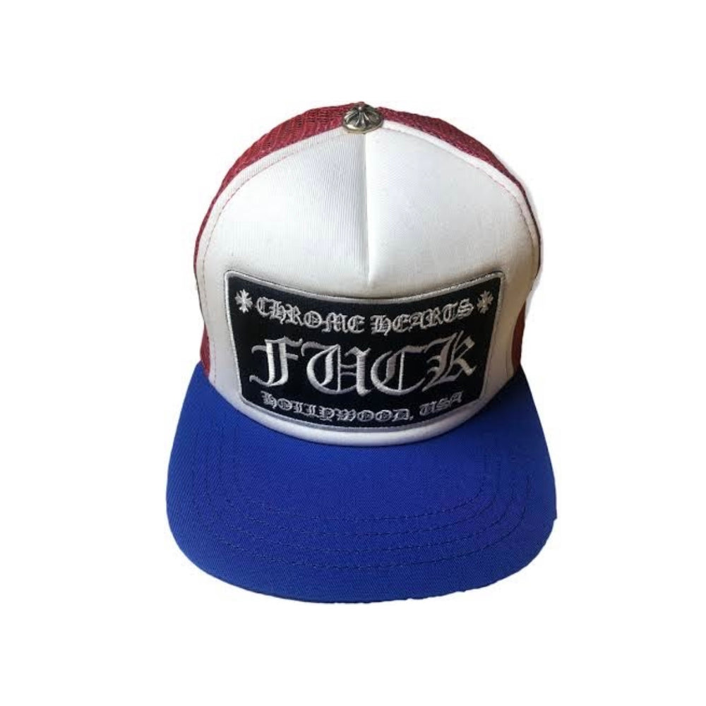 Chrome Hearts Fuck Hollywood Trucker Hat Red/White/Blue