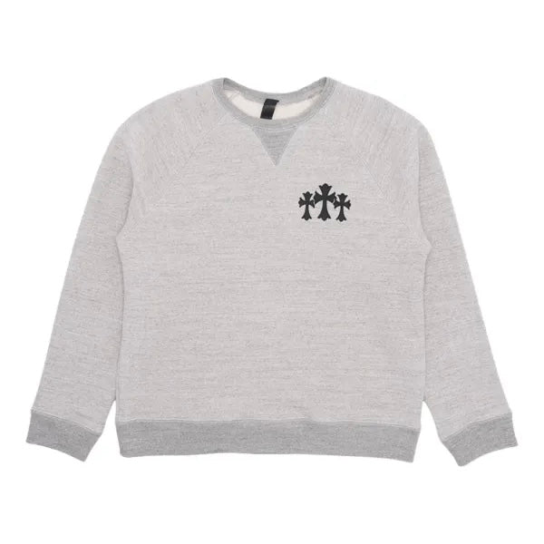 Chrome Hearts CH Logo Cross Leather Patch Grey Sweatshirt