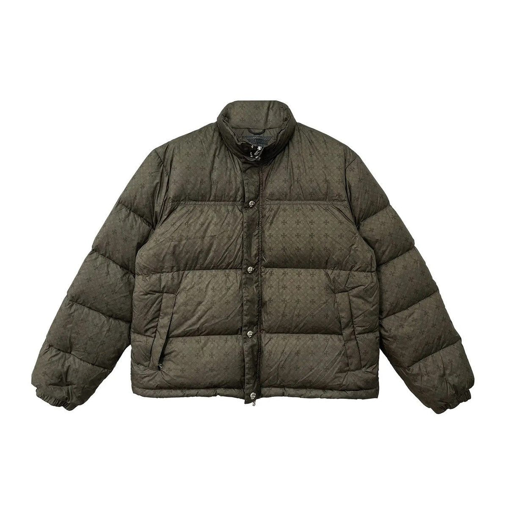 Chrome Hearts Monogram Pattern Puffer Down Jacket Olive