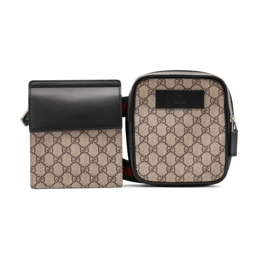 Gucci Belt Bag GG Supreme Web Waist Strap Black/Beige 