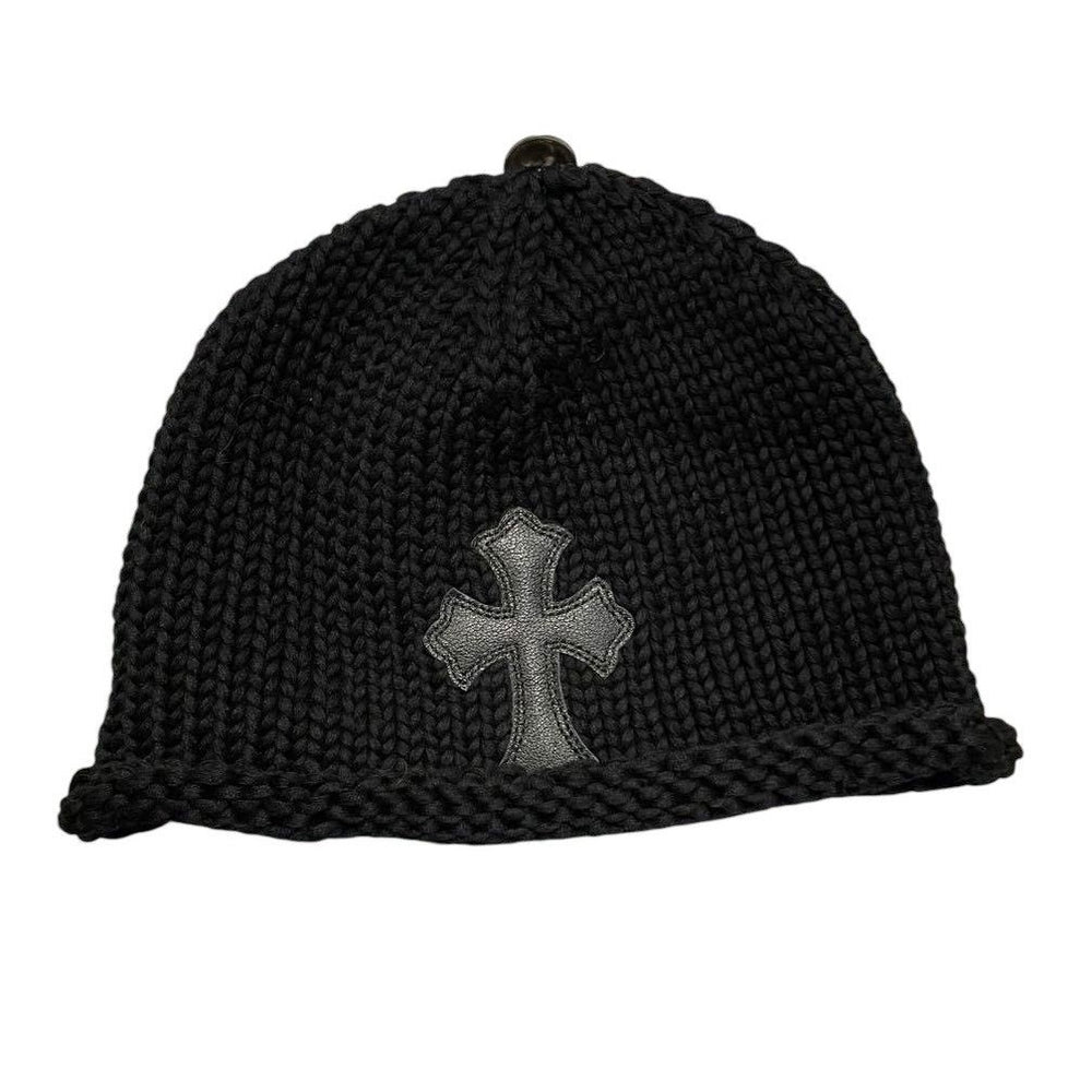 Chrome Hearts Beanie Black Cross Patch Wool