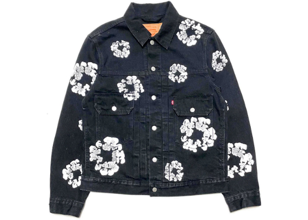 Denim Tears Jeans Jacket Type-2 All Over Wreath Black