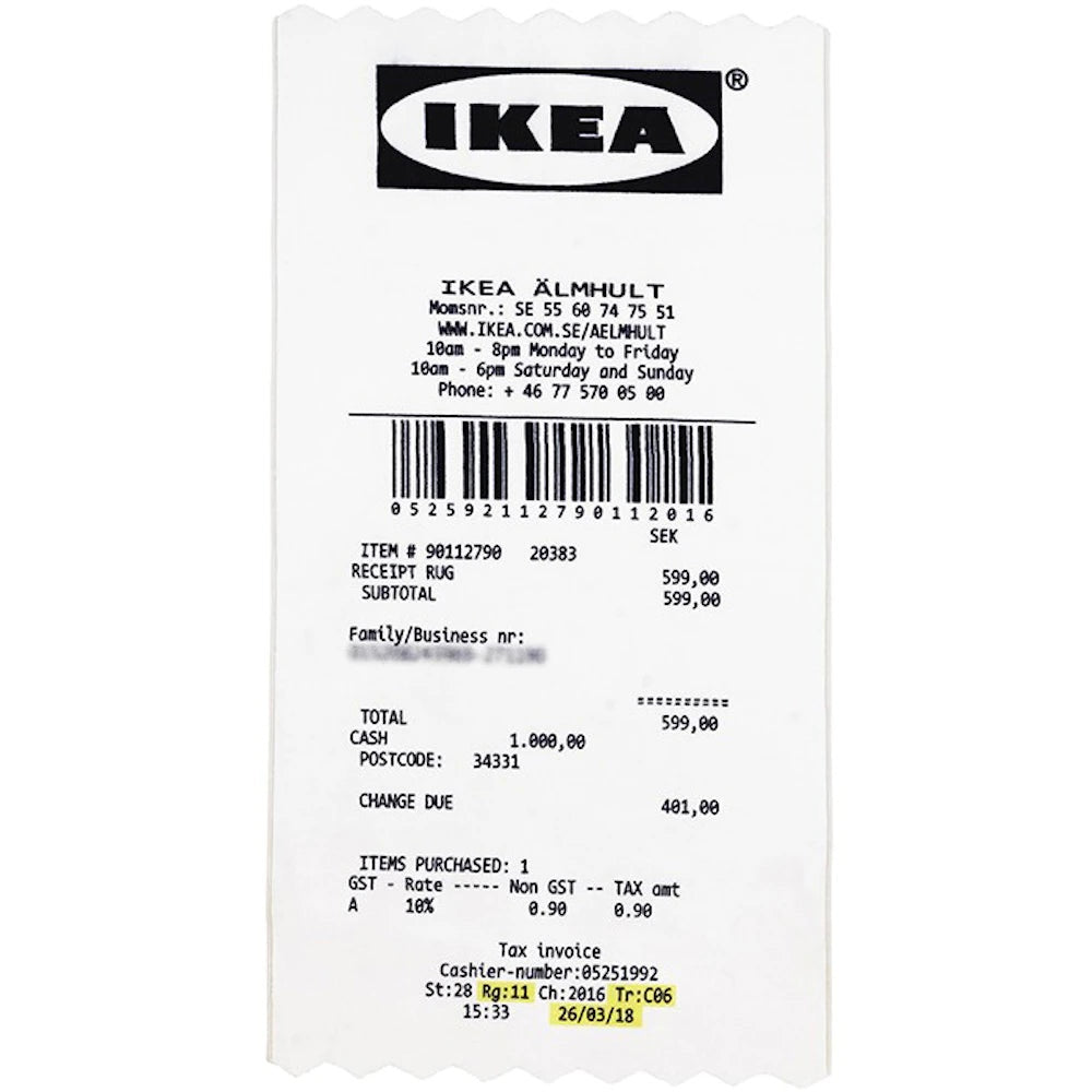 Virgil Abloh x IKEA Markerad Receipt Rug