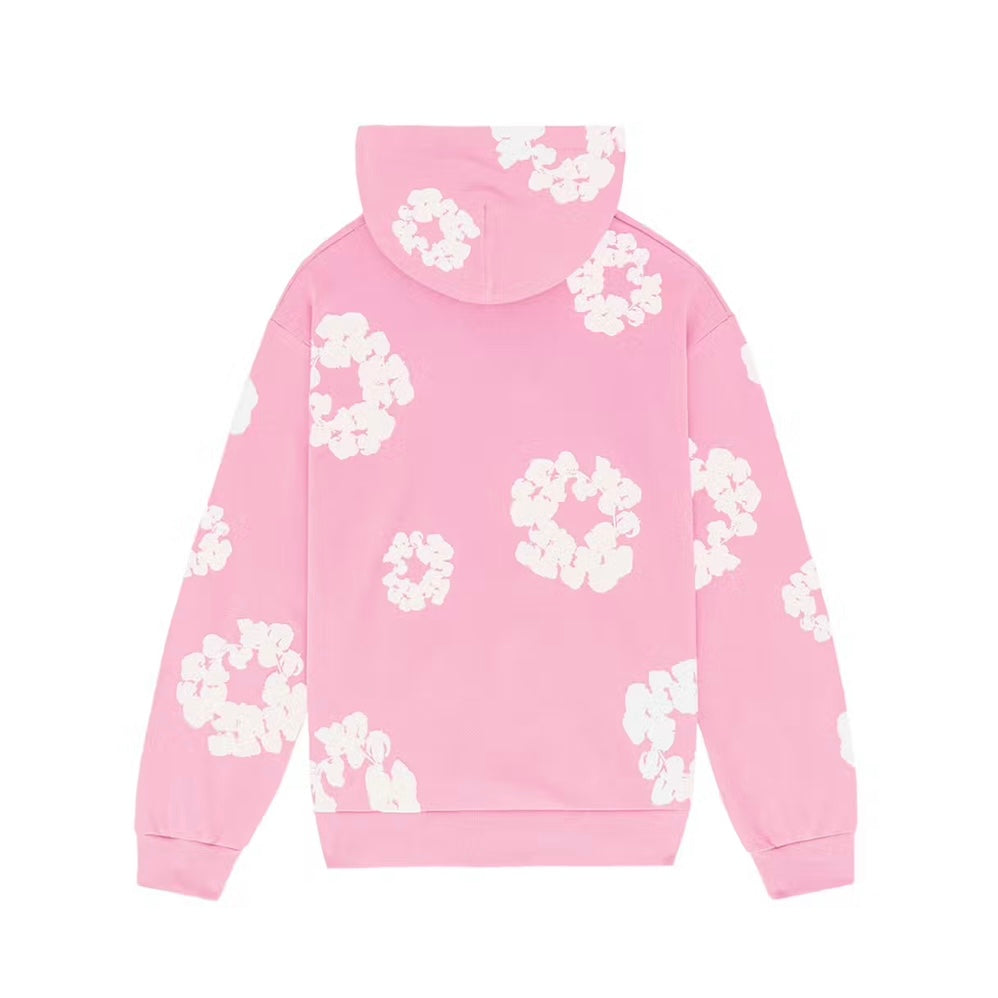 Denin Tears The Cotton Wreath Hoodie Pink