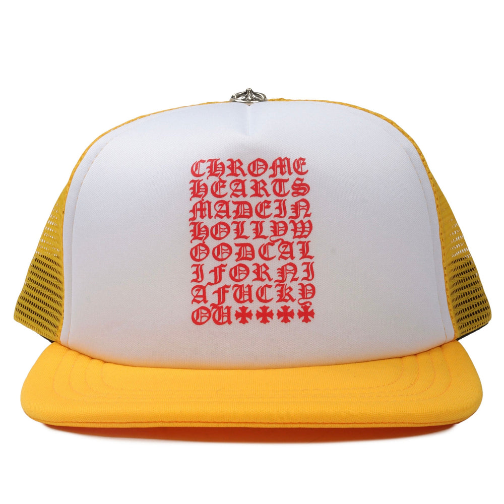Chrome Hearts Eyechart Trucker Hat Yellow/White/Red