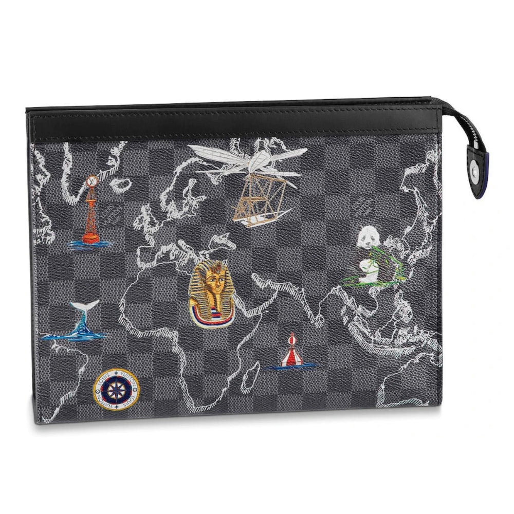 Louis Vuitton Pochette Voyage Damier Graphite Map MM Grey/Black