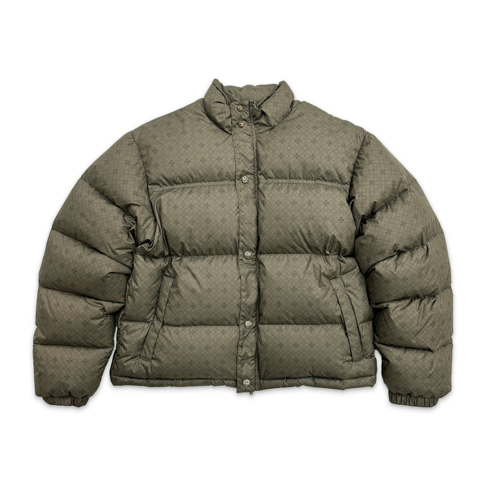 Chrome Hearts Monogram Pattern Puffer Down Jacket Olive