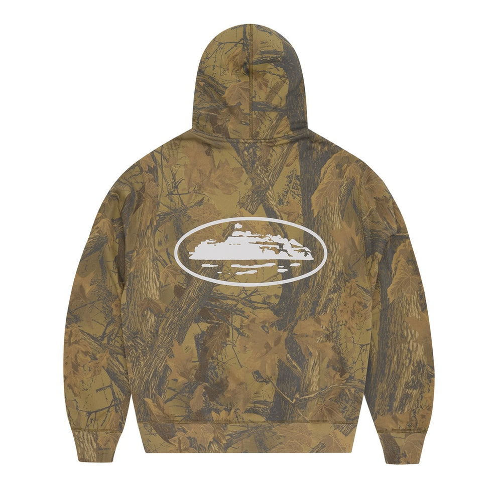 Corteiz Island Puff Print Zip Hoodie Forest Camo