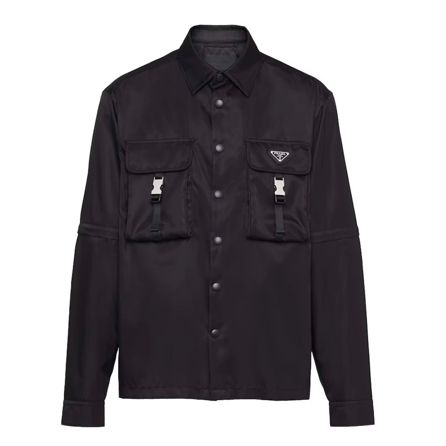 Prada black nylon buckle button up shirt
