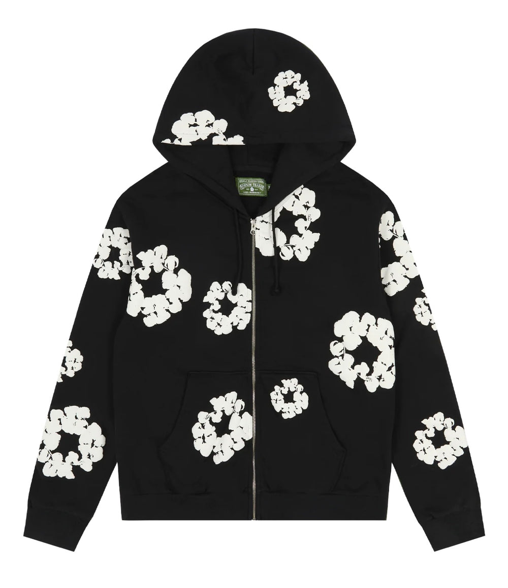 Denim Tears Cotton Wreath Zip Hoodie Black
