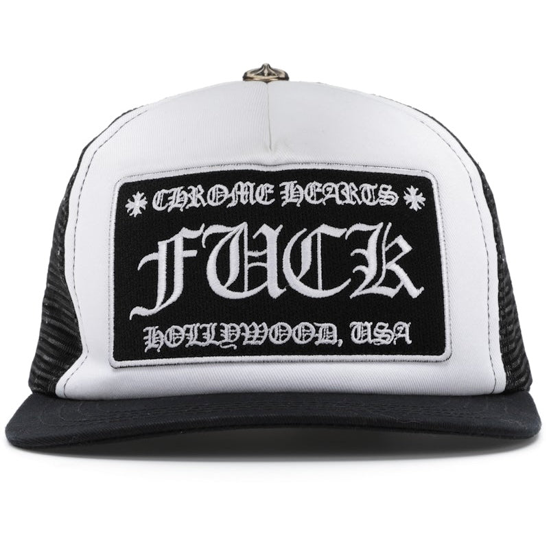 Chrome Hearts FUCK Hollywood Trucker Hat Black/White