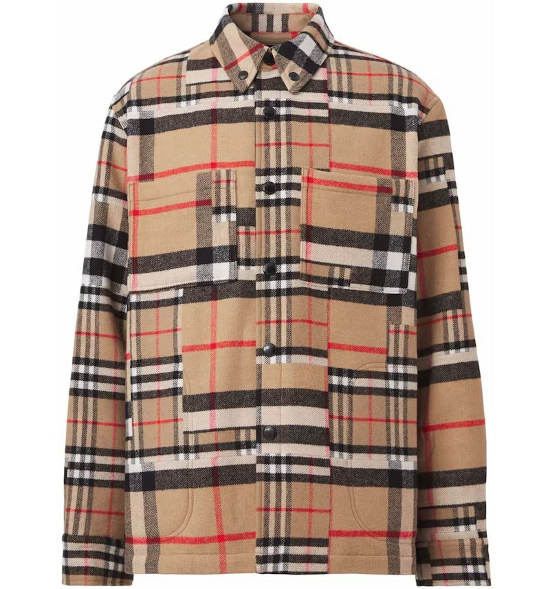Burberry Check-Pattern Patchwork Wool Oversized Overshirt