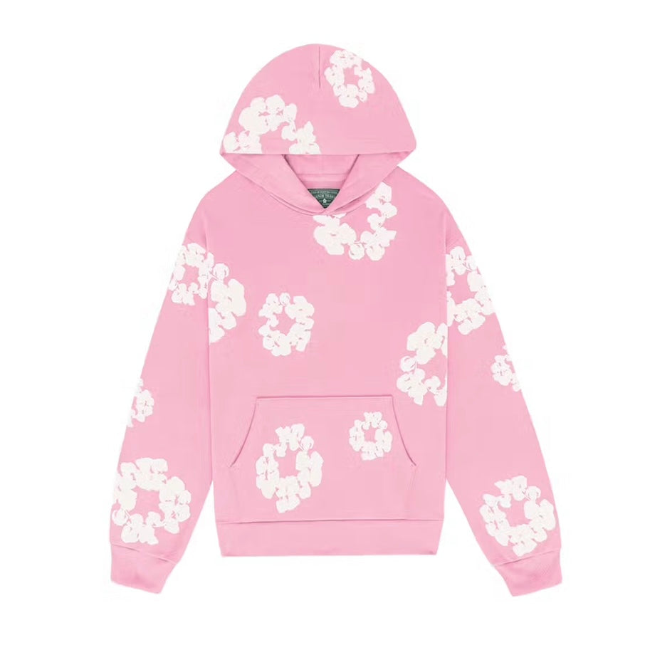 Denin Tears The Cotton Wreath Hoodie Pink