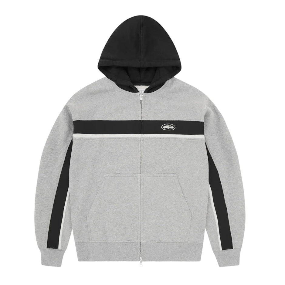 Corteiz Ribbed Sporteiz Zip Hoodie Heather Grey