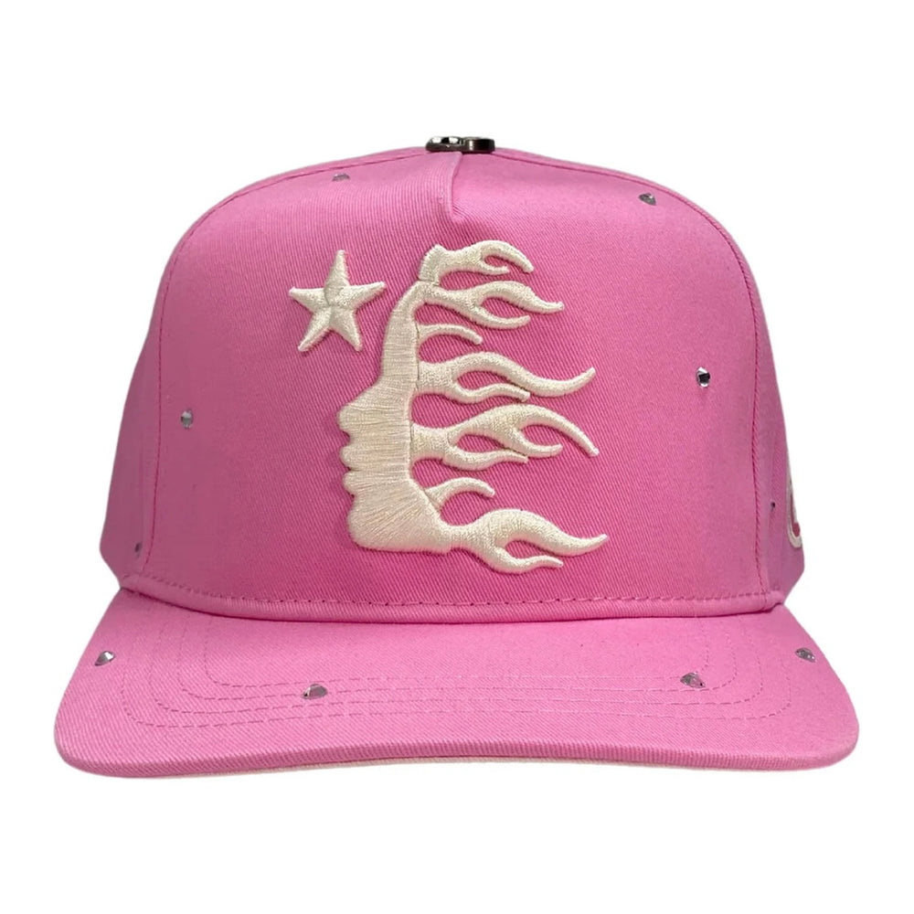 Hellstar OG Logo Rhinestone Snapback Hat Pink
