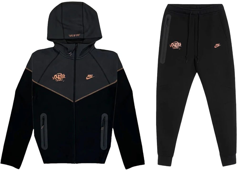 Nike Sportswear x Central Cee Tech Fleece Hoodie & Joggers Set Black/Metallic Red Bronze
