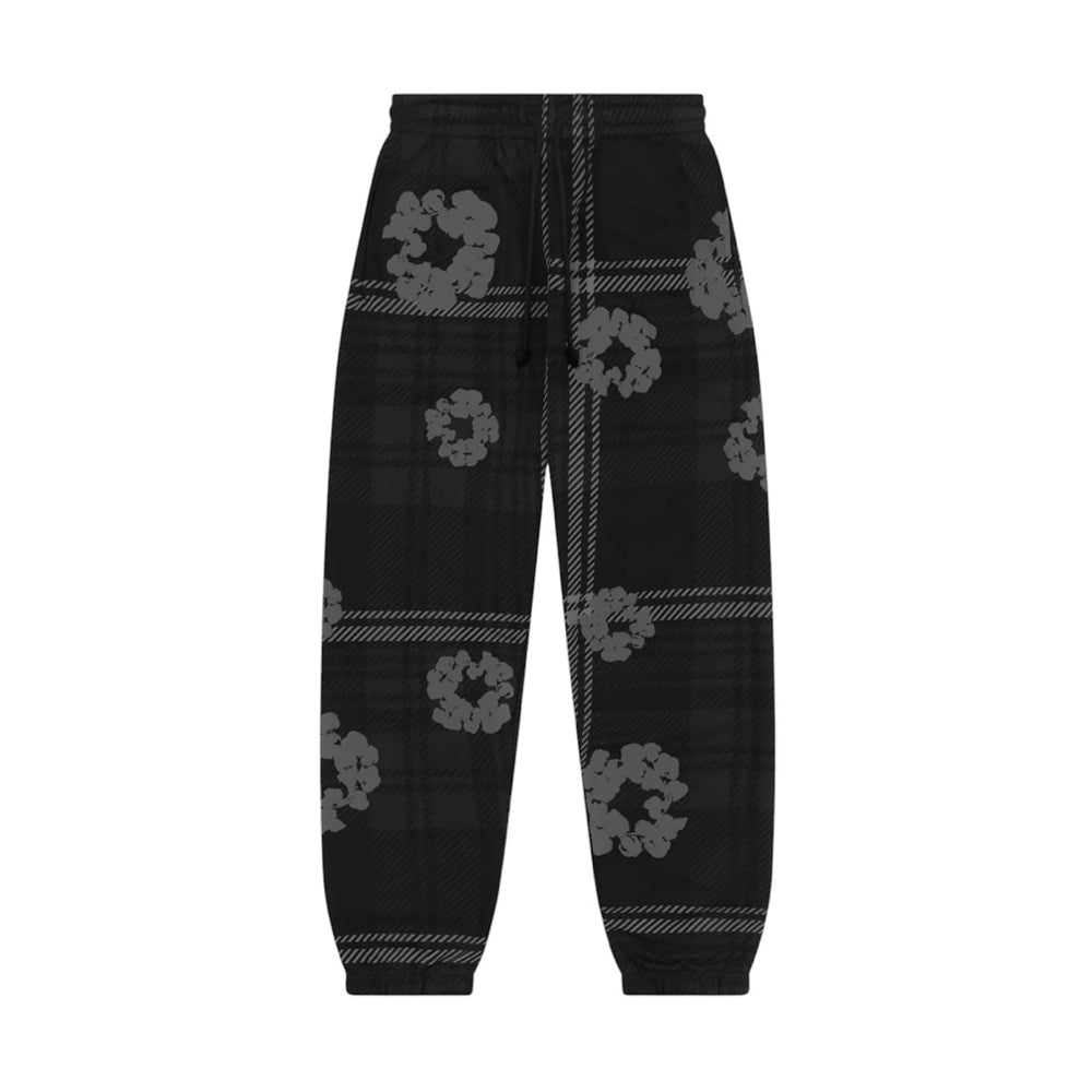 Denim Tears Plaid Cotton Wreath Sweatpants Black