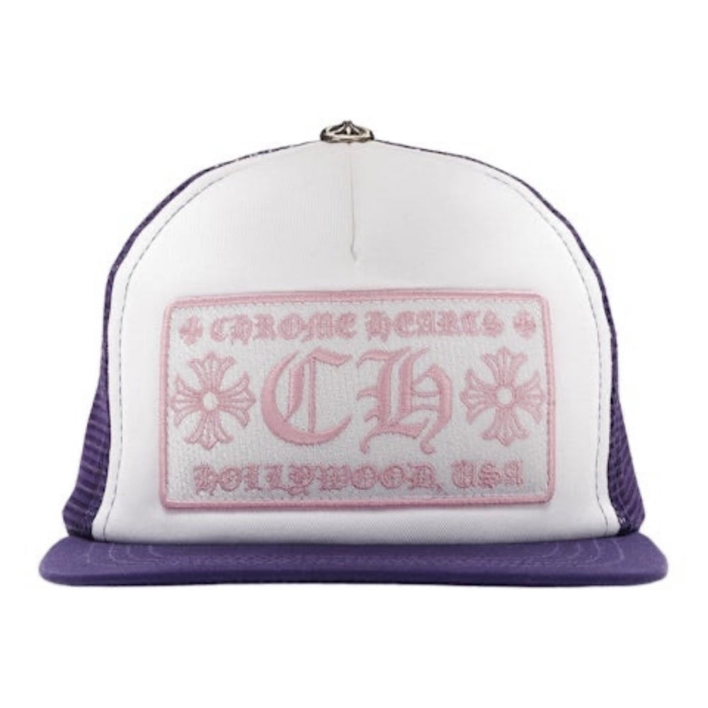 Chrome Hearts CH Hollywood Trucker Hat Purple/White/Pink