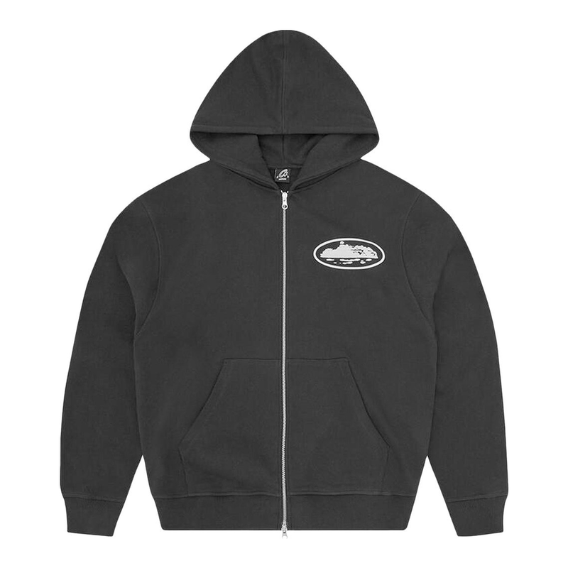 Corteiz Island Puff Print Zip Hoodie Black
