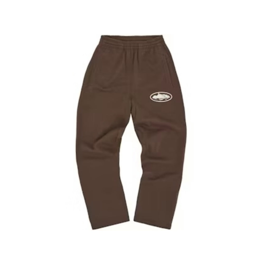 Corteiz Island Puff Print Open Hem Pant Brown