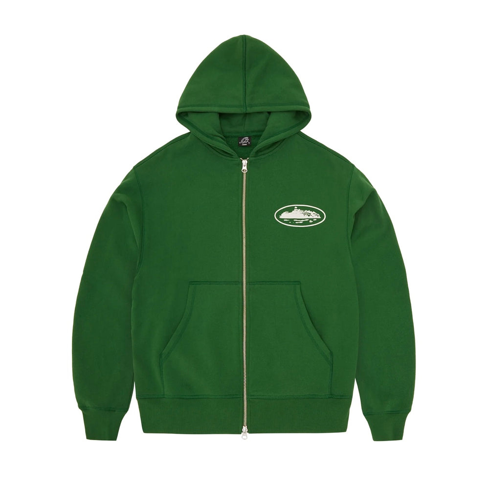 Corteiz Island Puff Print Zip Hoodie Green