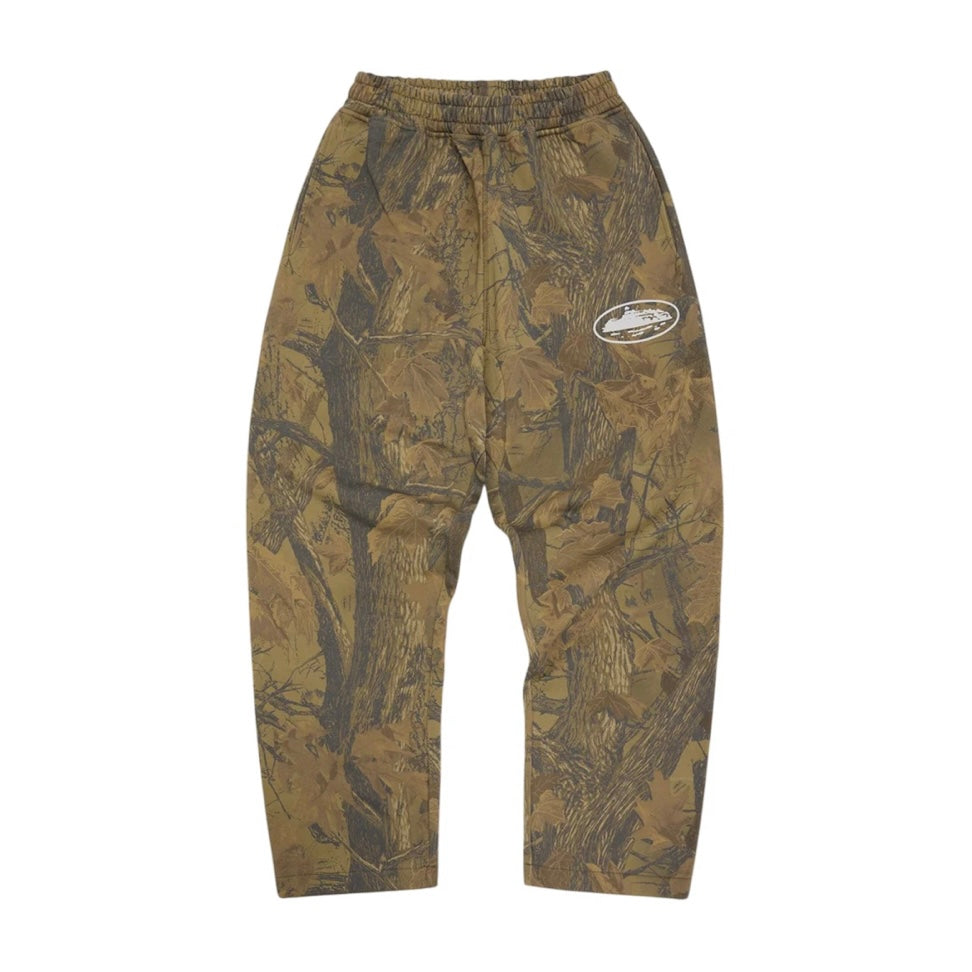 Corteiz Island Puff Print Open Hem Sweatpant Forest Camo