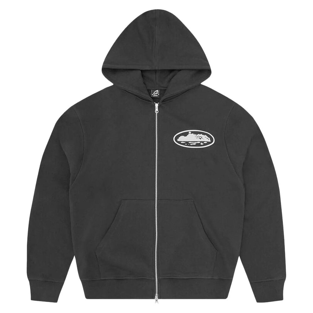 Corteiz Island Puff Print Zip Hoodie Black
