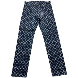 Louis Vuitton Blue Indigo Monogram Denim Jeans (Kim Jones)