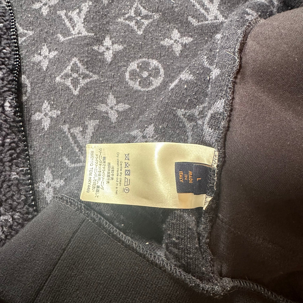 Louis Vuitton Monogram Jacquard Fleece Zip Jacket Black Grey