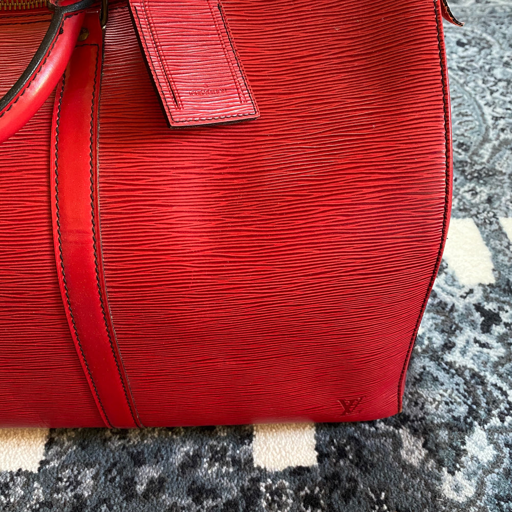 Louis Vuitton Keepall 50cm in red epi leather