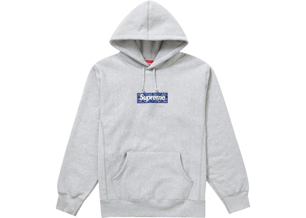 Supreme Bandana Box Logo Hooded Sweatshirt Grey FW19