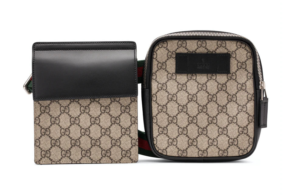 Gucci Belt Bag GG Supreme Web Waist Strap Black/Beige