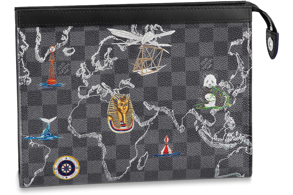 Louis Vuitton Pochette Voyage Damier Graphite Map MM Grey/Black