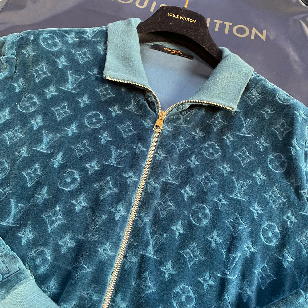 Louis Vuitton Monogram Velour Cotton Track Jacket Blue (Kim Jones 2018)