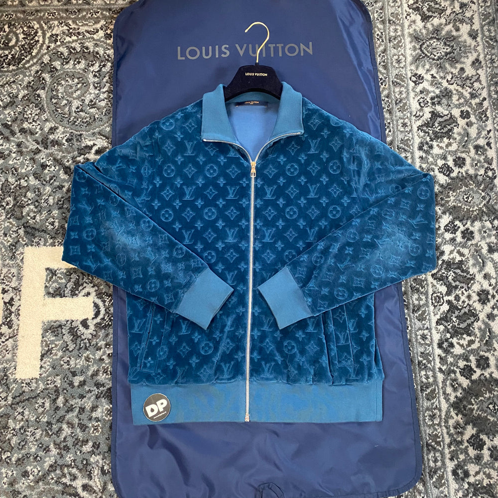 Louis Vuitton Monogram Velour Cotton Track Jacket Blu (Kim Jones 2018)