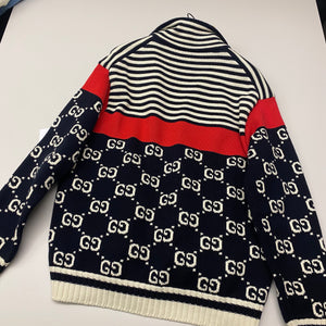 Gucci GG Supreme Striped Knit Cardigan with Zipper