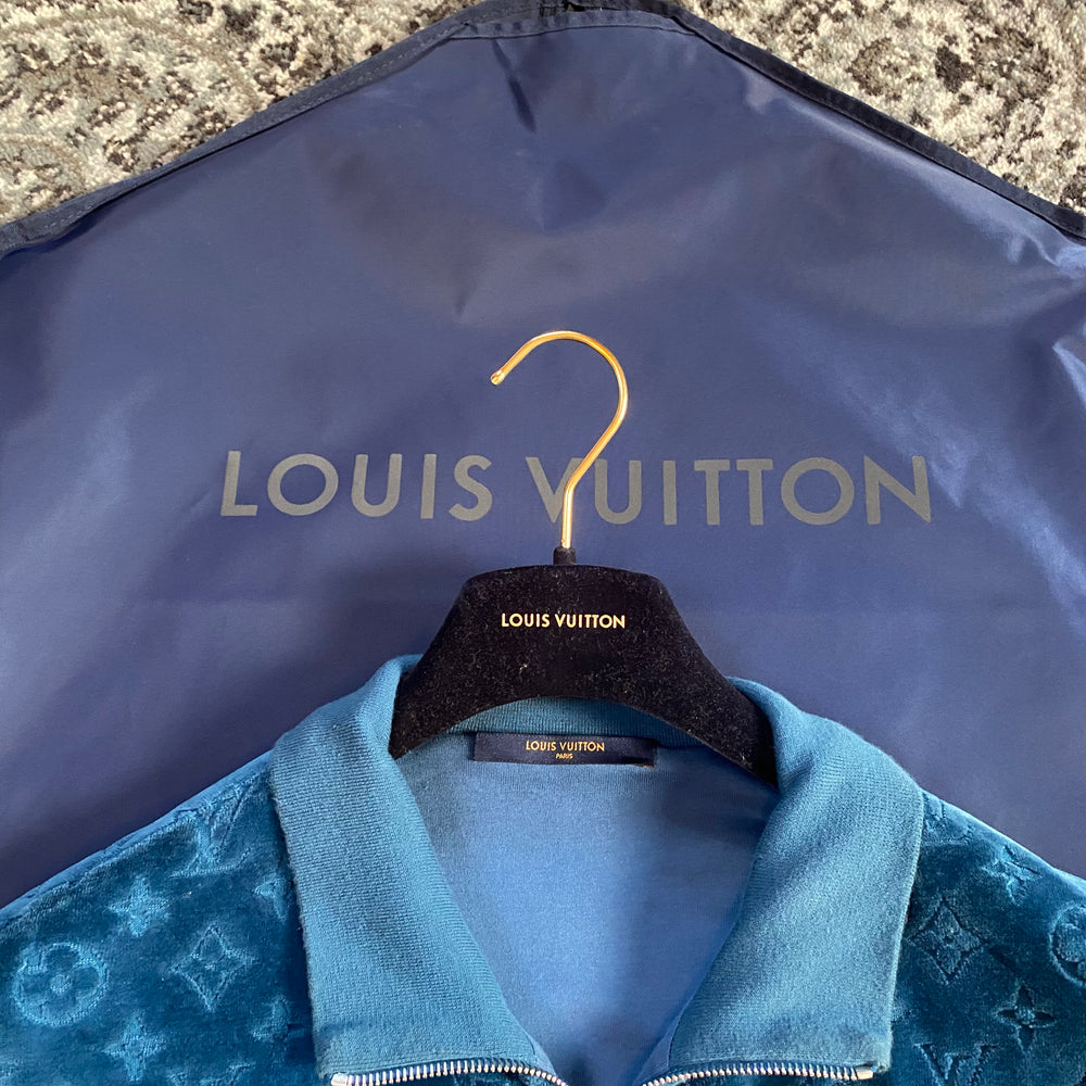 Louis Vuitton Monogram Velour Cotton Track Jacket Blu (Kim Jones 2018)