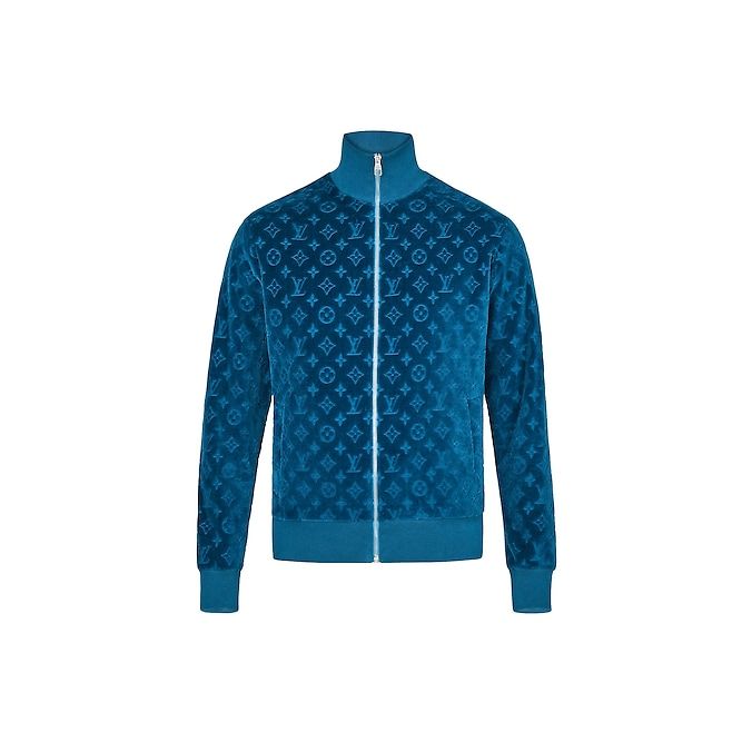 Louis Vuitton Monogram Velour Cotton Track Jacket Blu (Kim Jones 2018)