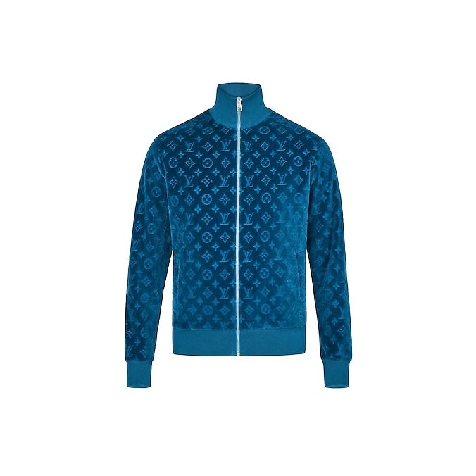Louis Vuitton Monogram Velour Cotton Track Jacket Blue (Kim Jones 2018)