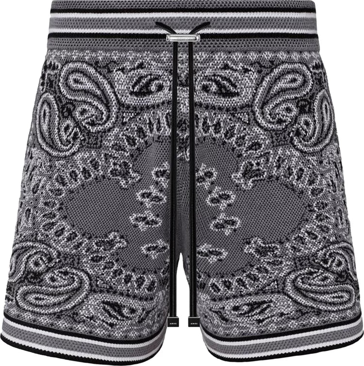 Amiri B-Ball Bandana Shorts Grey