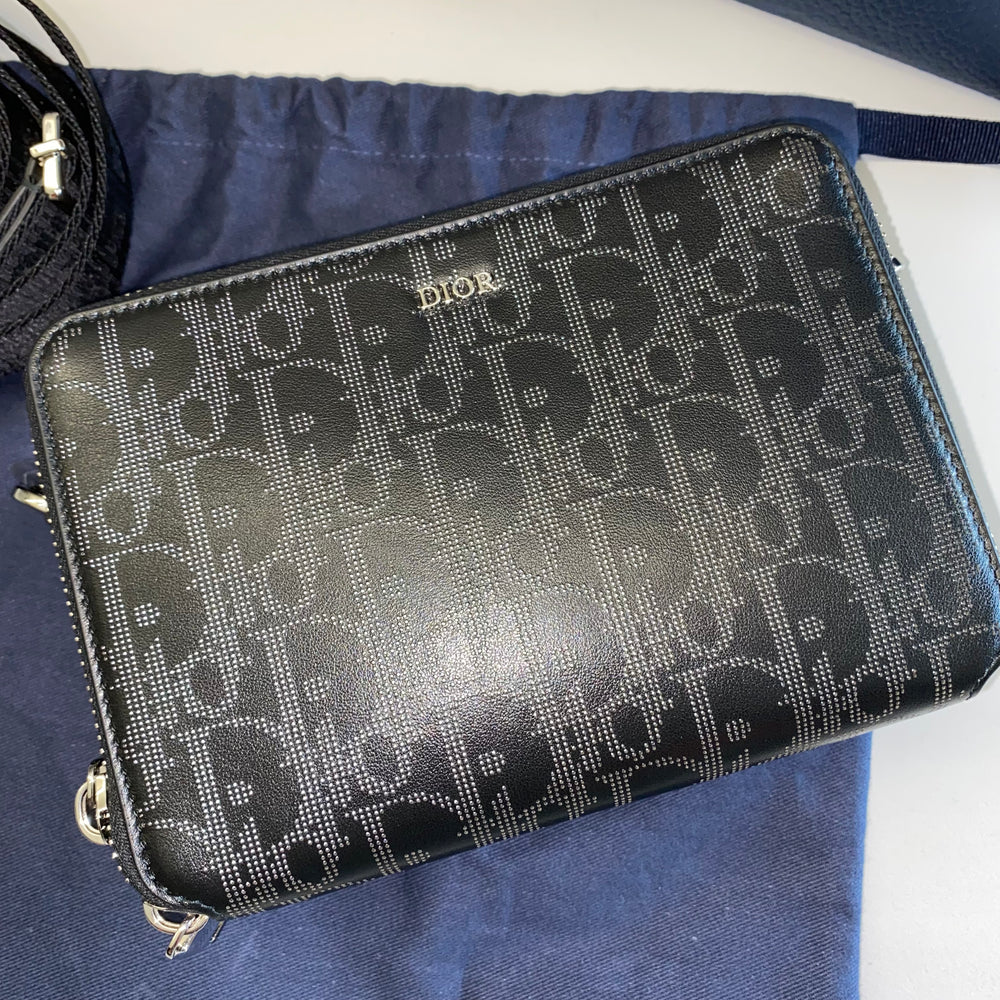 Dior MESSENGER POUCH Black Dior Oblique Galaxy Leather