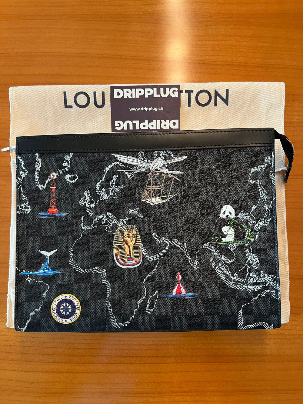 Louis Vuitton Pochette Voyage Damier Graphite Map MM Grigio/Nero