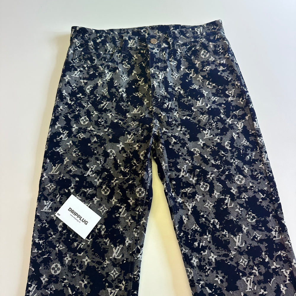 Louis Vuitton Monogram Flock Seasonal Slim Denim Jeans