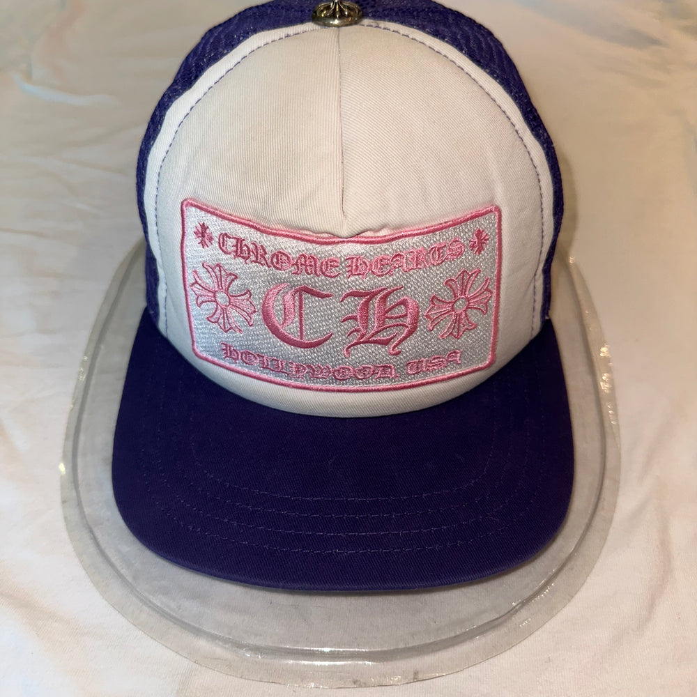 Chrome Hearts CH Hollywood Trucker Hat Purple/White/Pink